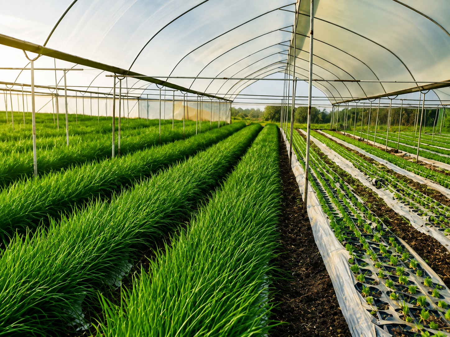 Greenhouse growing rows at Graisac Gardens